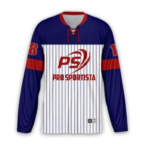 Blue & White Ice Hockey Jersey – Pro Sportista Striped Edition