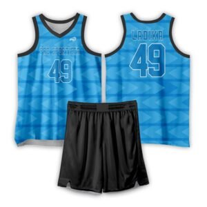 Blue Checkered Basketball Uniform – Custom Premium Set