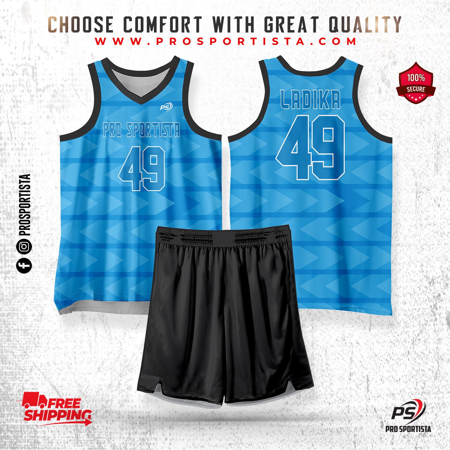 Blue Checkered Basketball Uniform – Custom Premium Set - Image 2