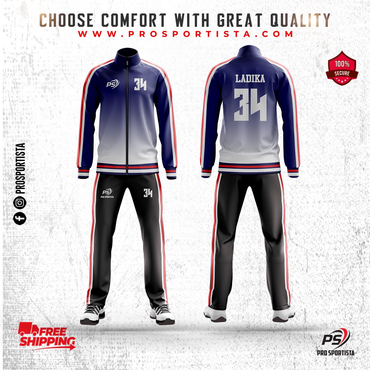 Navy & Red Sublimated Warmup Set - Image 2
