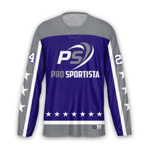 Grey & Blue Ice Hockey Jersey – Pro Sportista Elite Edition