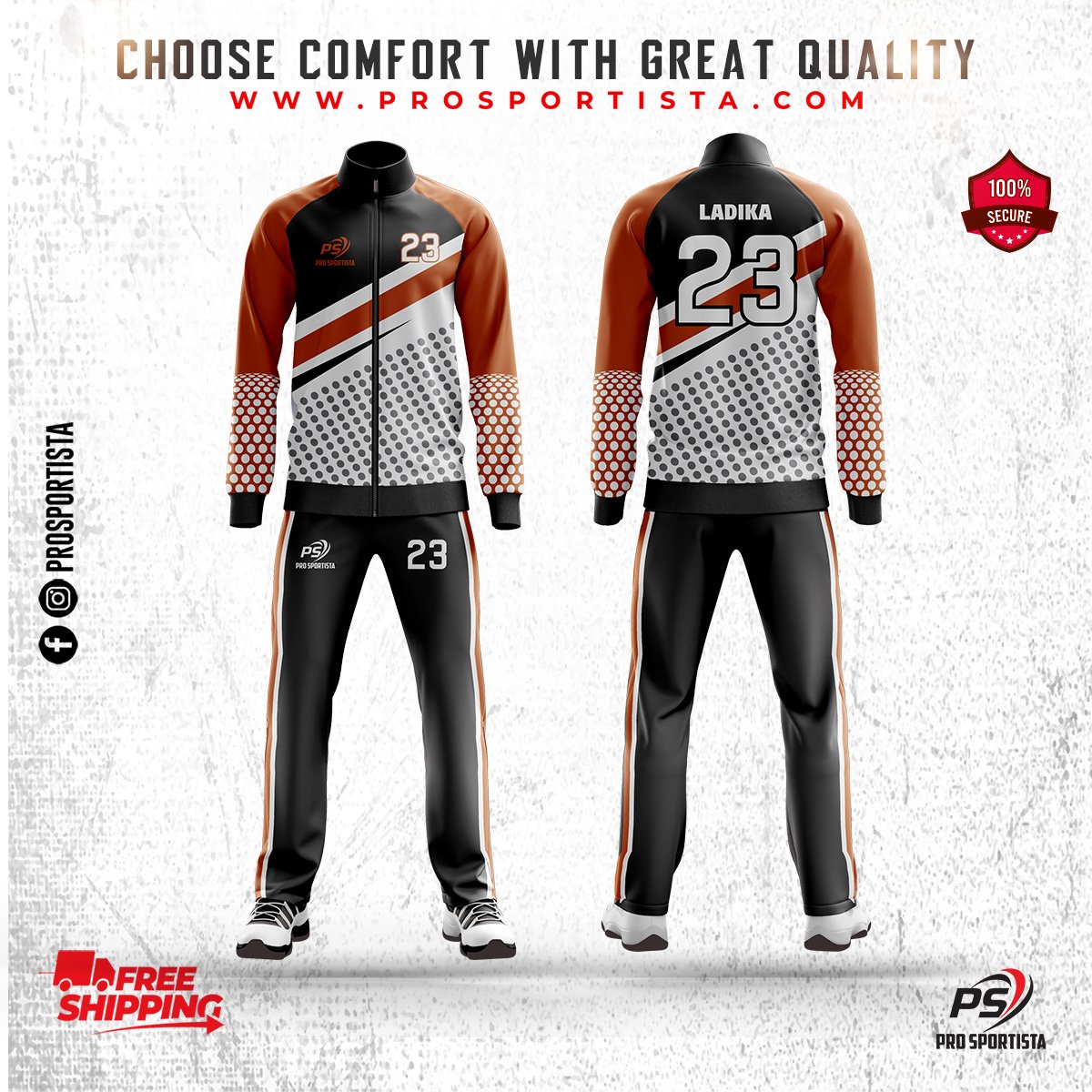 Black, White & Brown Sublimated Warmup Set - Image 2