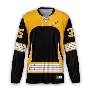 Yellow & Black Ice Hockey Jersey – Power Strike Edition