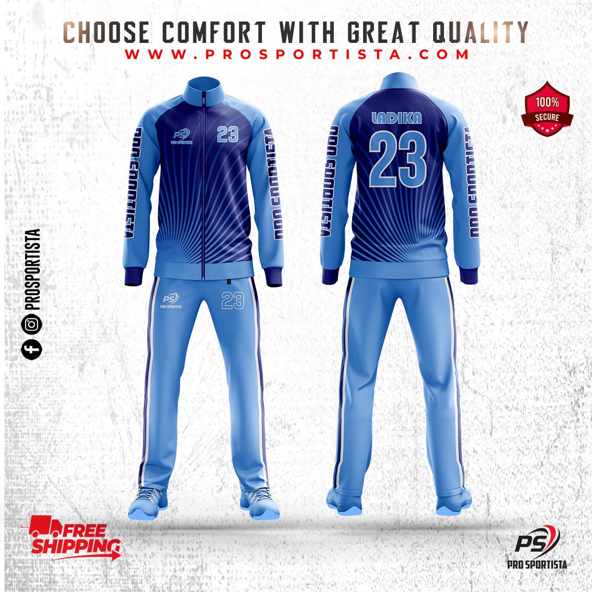 Blue Gradient Sublimated Warmup Set - Image 2