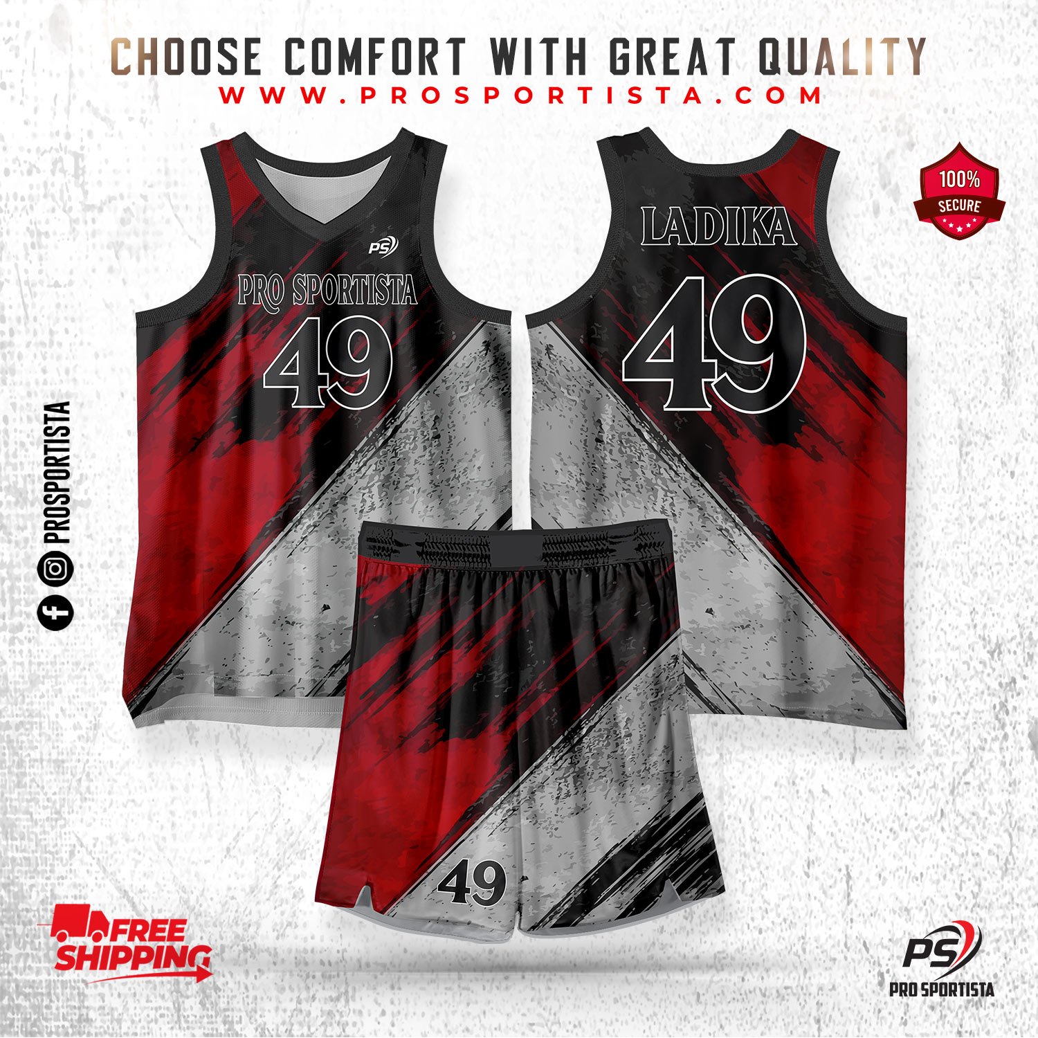 Red & Black Basketball Uniform – Urban Warrior Edition - Image 2
