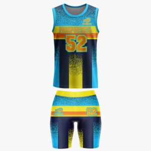Custom Women’s Navy & Cyan “Pro Sportista 52” Sublimated Tank & Biker Shorts Set