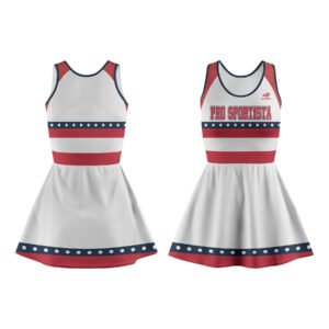White & Red Cheerleading Pleated Frock – Classic Spirit Edition