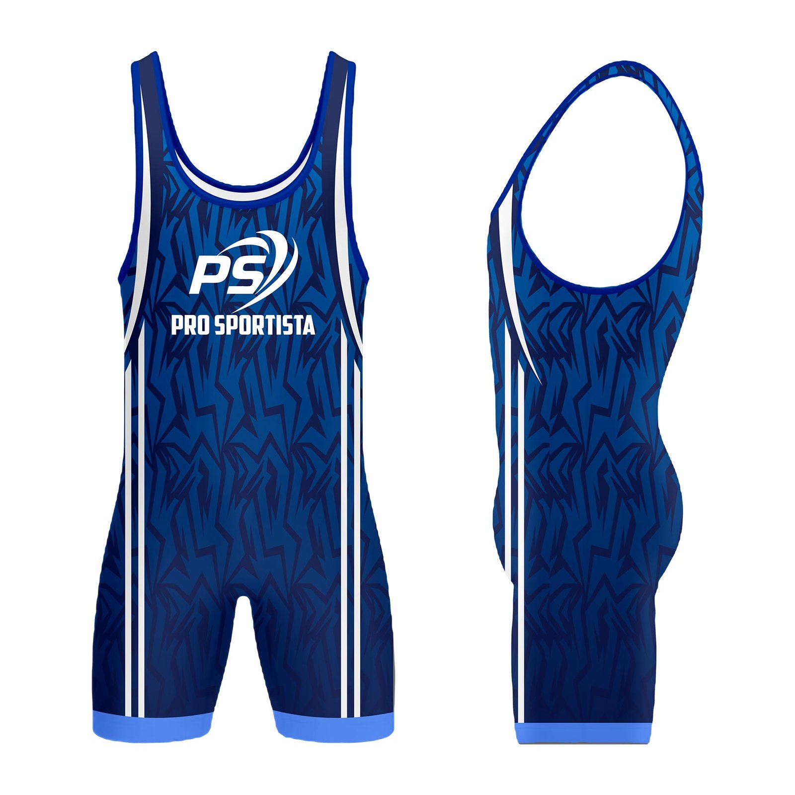 Blue Wave Pattern Wrestling Singlet - Image 2