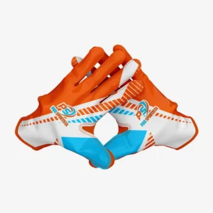 Custom Orange & Blue Performance Football Gloves