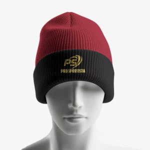 Custom Red & Black Two-Tone Performance Knit Beanie