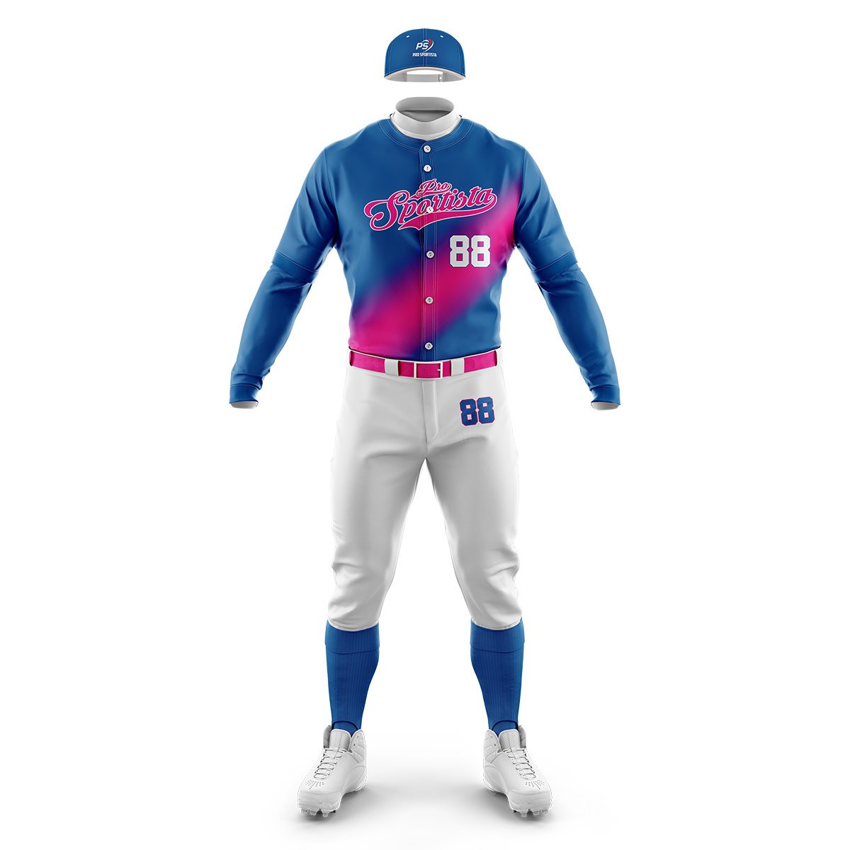 Pink & Blue Gradient Baseball Uniform – Custom Set - Image 2