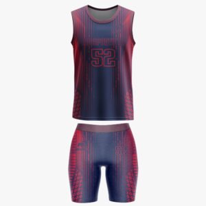 Custom Women’s Burgundy & Navy “Pro Sportista 52” Sublimated Vertical Streak Performance Set
