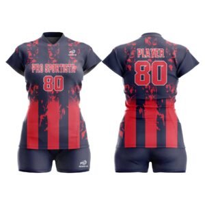 Navy & Red Vertical Stripe Volleyball Set