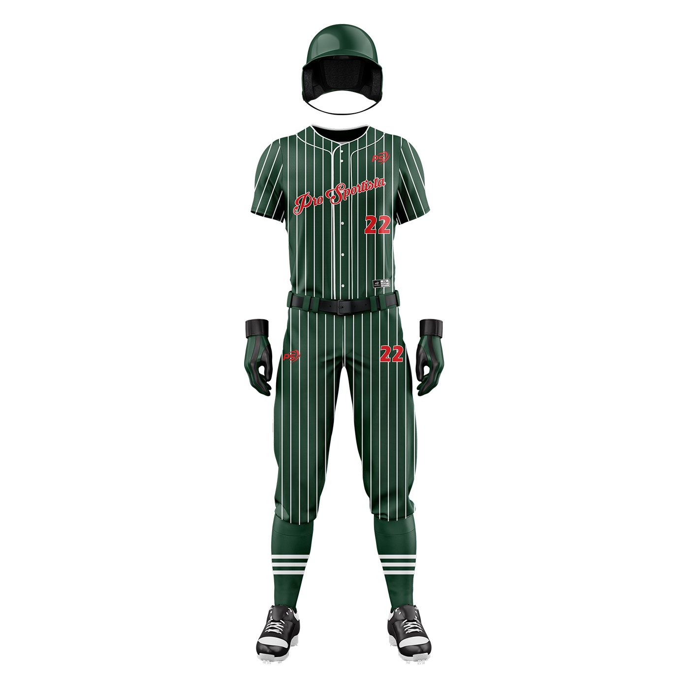 Dark Green Pinstripe Baseball Uniform – Custom Team Edition - Image 2