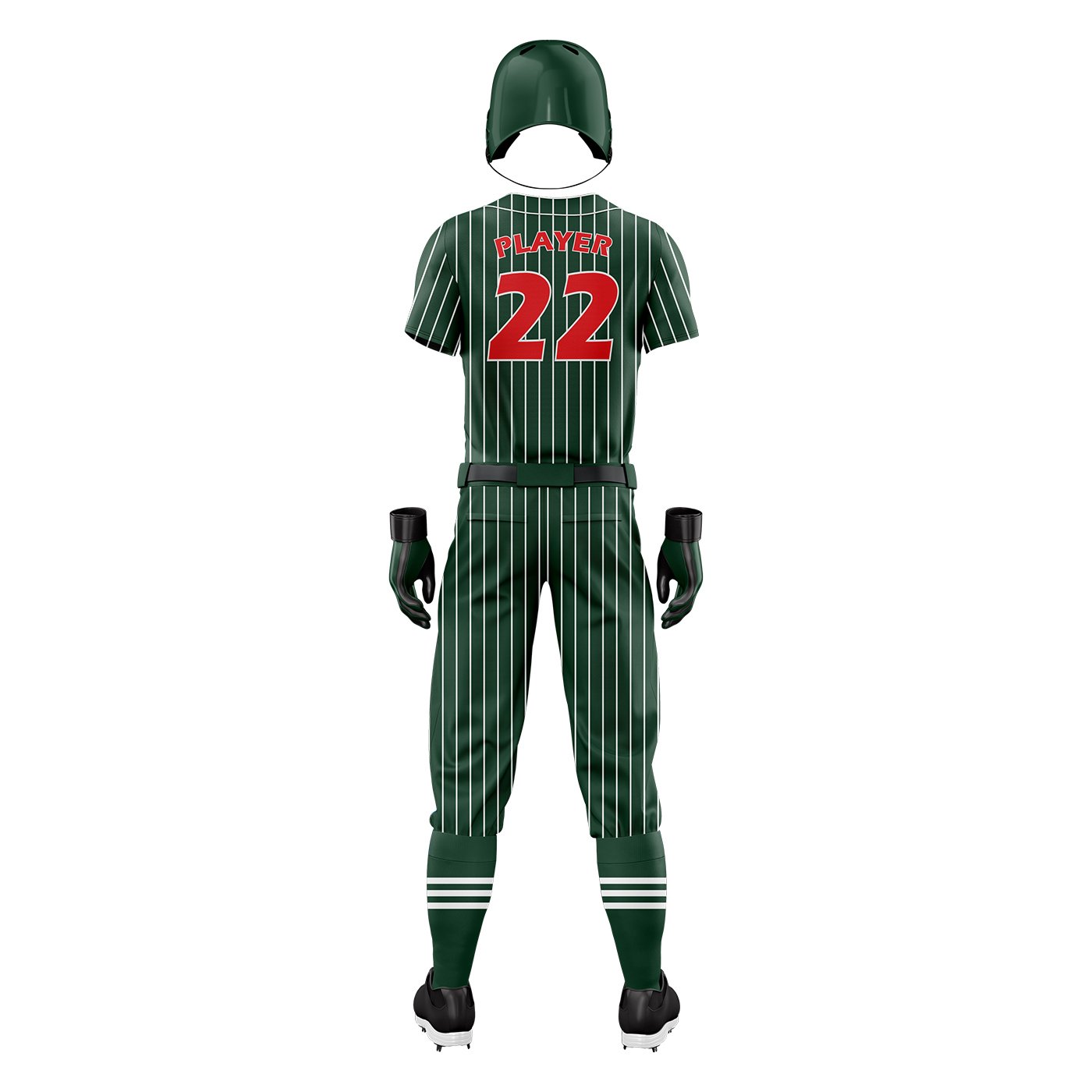 Dark Green Pinstripe Baseball Uniform – Custom Team Edition - Image 3