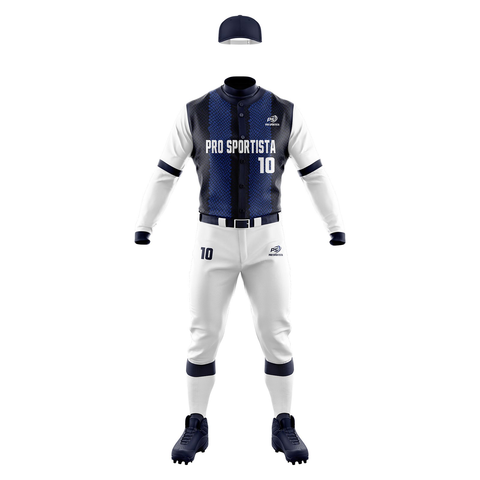 White & Royal Blue Baseball Uniform – Pro Sportista Modern Set - Image 2