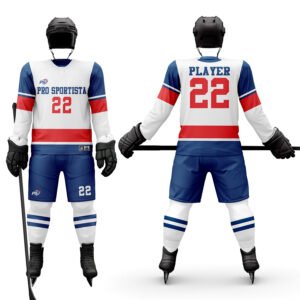Grey,Blue & Red Ice Hockey Uniform – Steel Defense Edition
