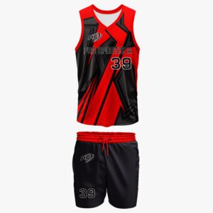 Custom Red & Black “Pro Sportista 39” Sublimated Basketball Uniform Set