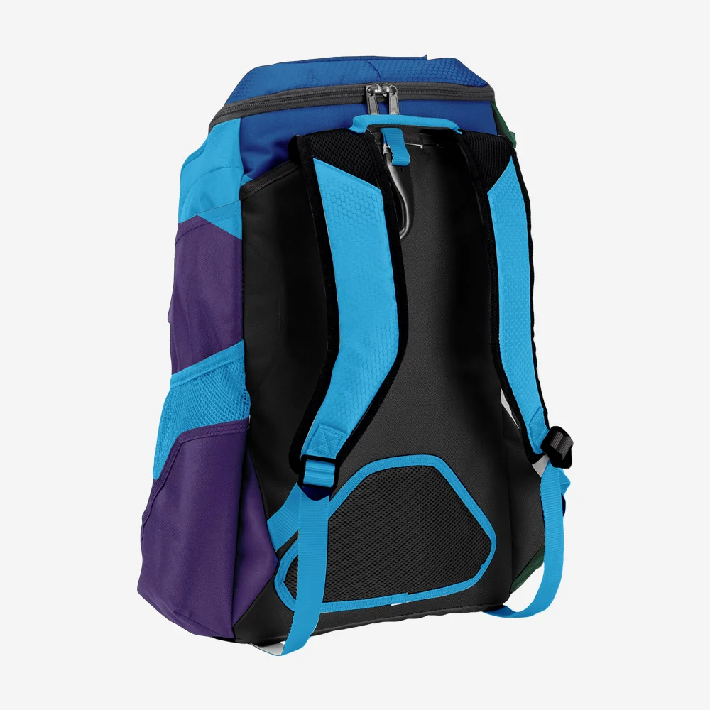 Custom Purple & Cyan “Technical Geometric” Performance Athletic Backpack - Image 2