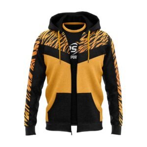 Yellow & Black Tiger Strike Zip-Up Hoodie