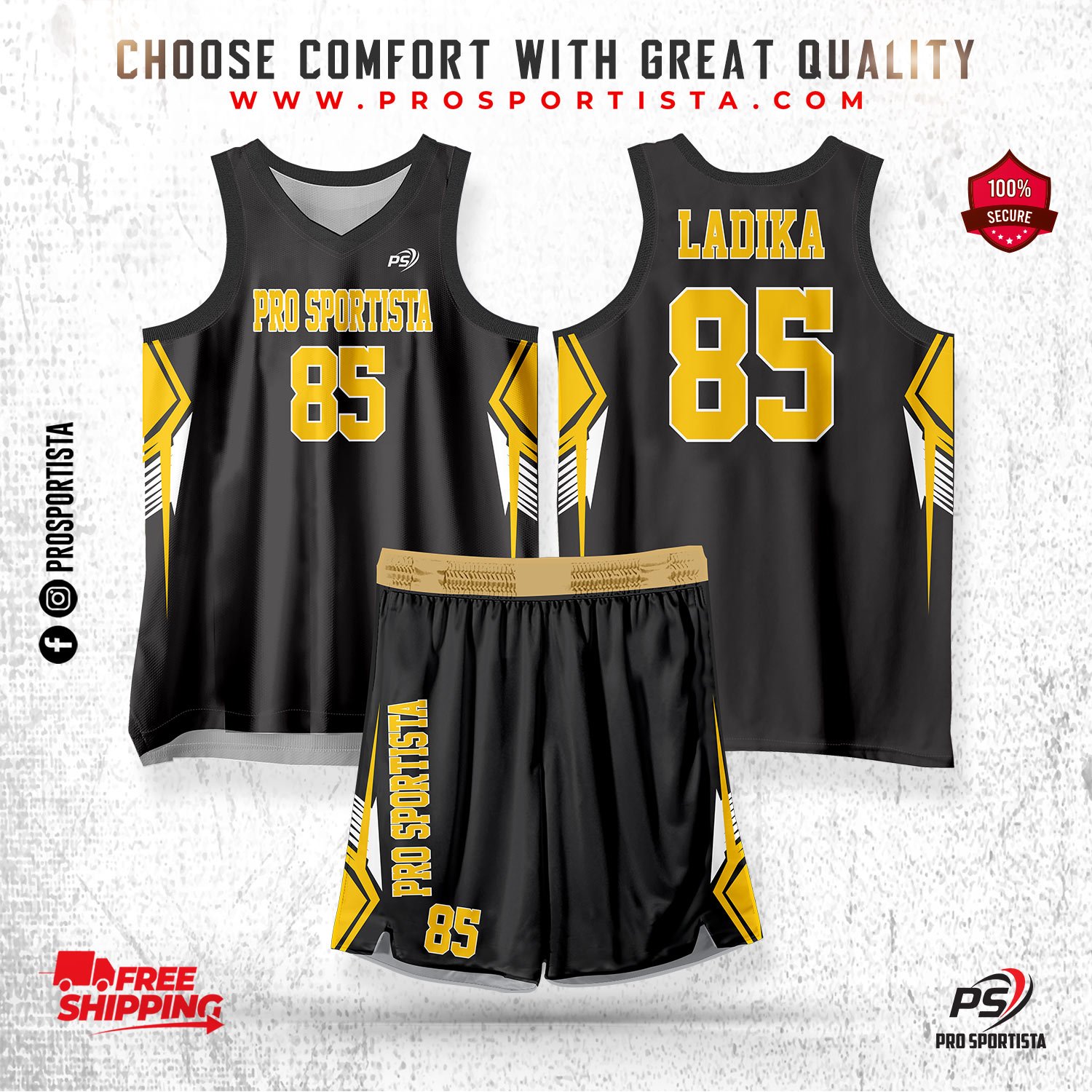 Black & Gold Basketball Uniform – Supreme Court Edition - Image 2