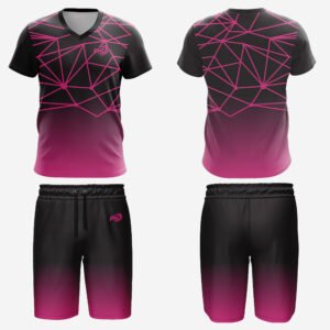 Custom Pink Geometric Performance Short Set
