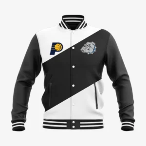 Custom Black & White “Diagonal Shield” Performance Letterman Jacket