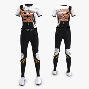 Custom White & Orange “Pro Sportista” Sublimated Softball Uniform