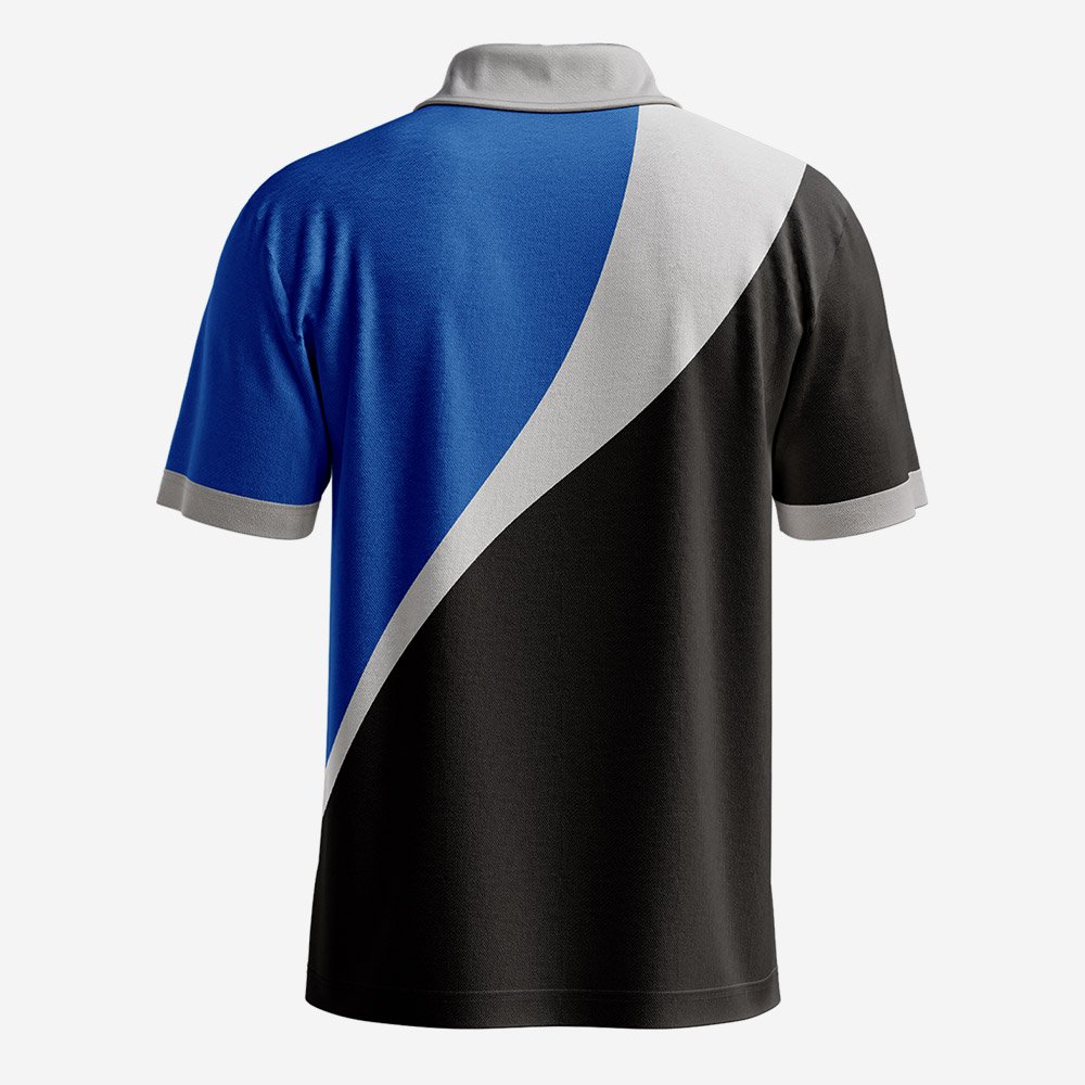 Custom Blue, Black & Grey Performance Quarter-Zip Polo - Image 2