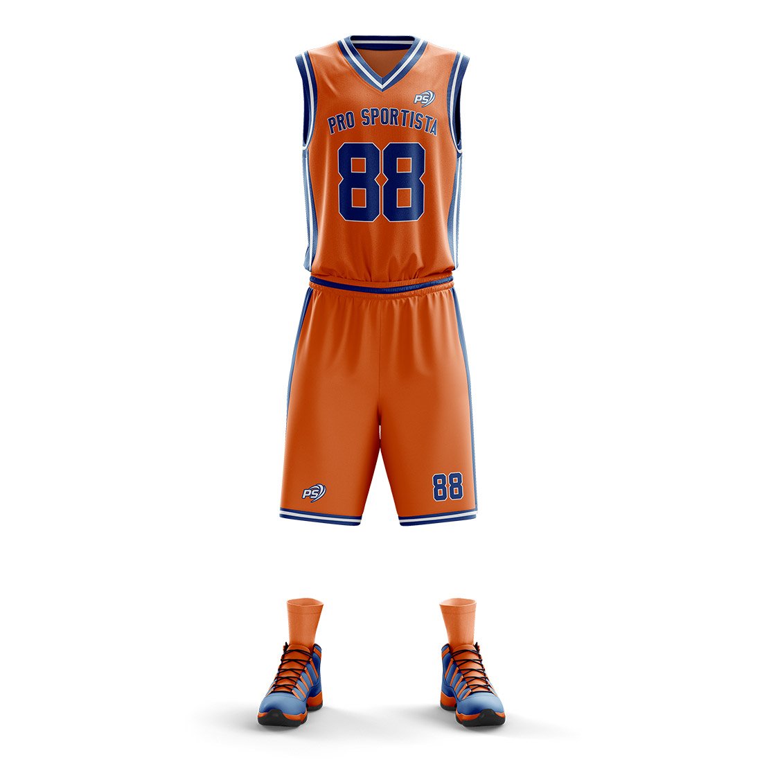 Orange & Blue Basketball Uniform – Pro Team Set - Image 2