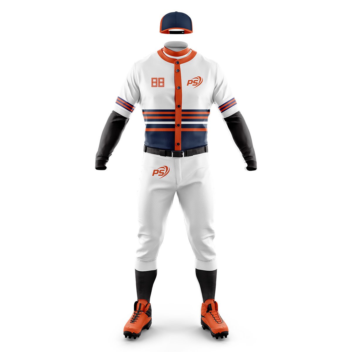 White & Orange Baseball Uniform – Pro Sportista Custom Jersey & Pants - Image 2