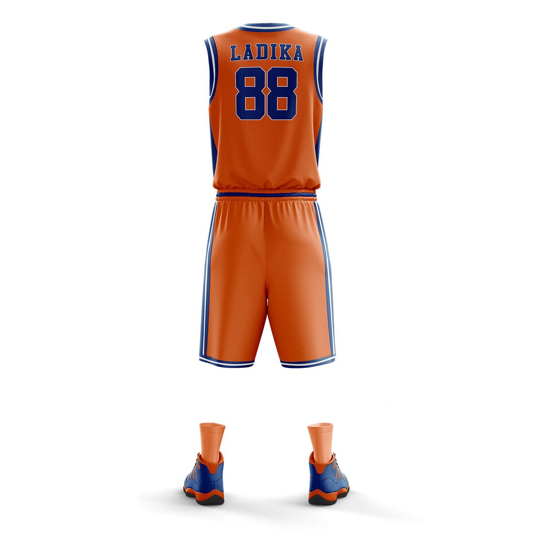 Orange & Blue Basketball Uniform – Pro Team Set - Image 3