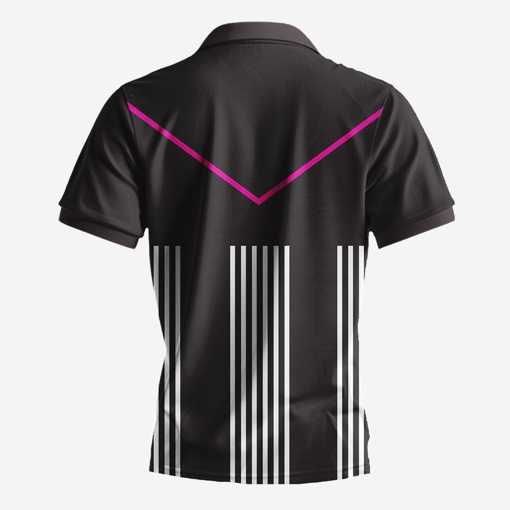 Custom Pink & White V-Line Performance Polo - Image 2