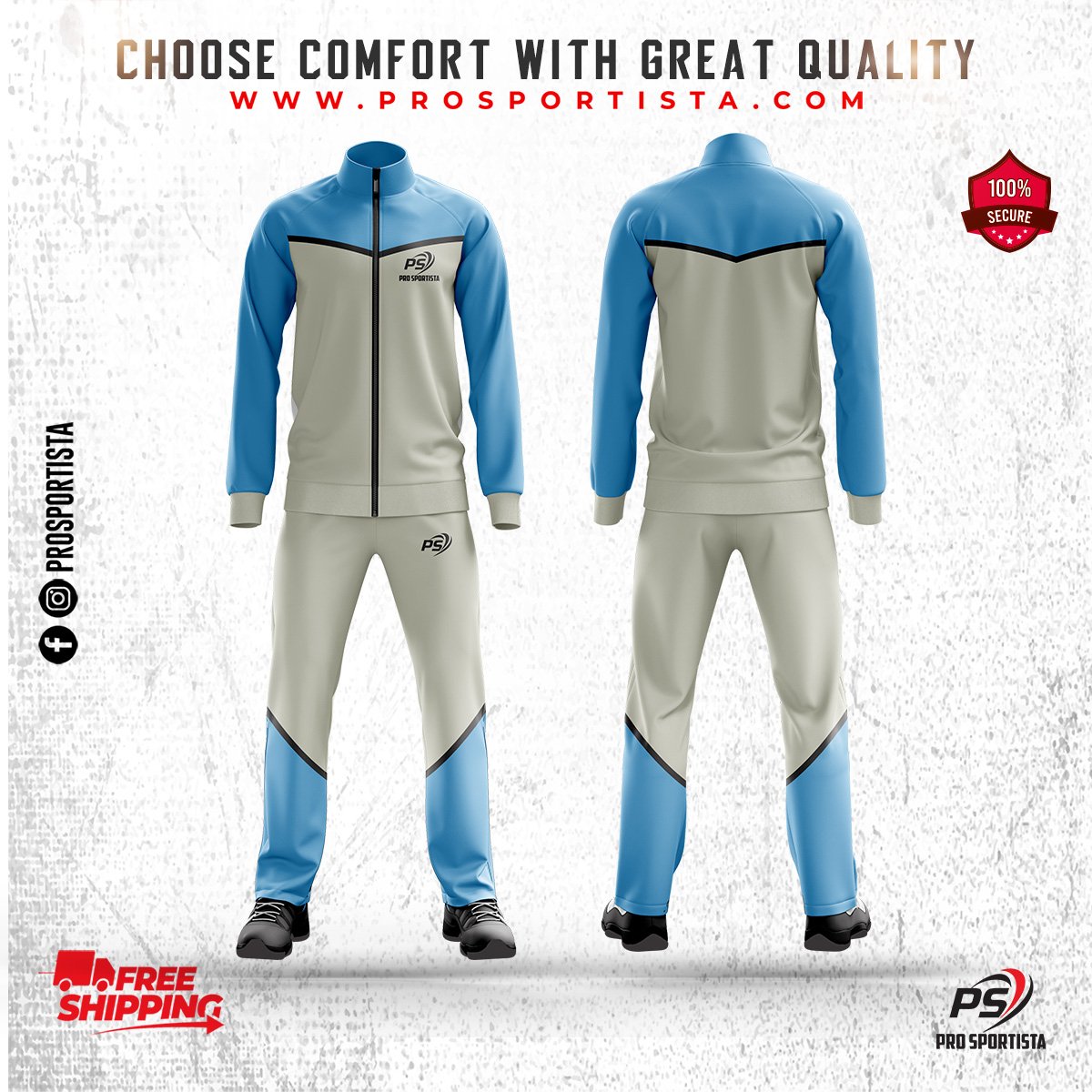 Sky Blue & White Sublimated Warmup Set – Dual Tone Design - Image 2