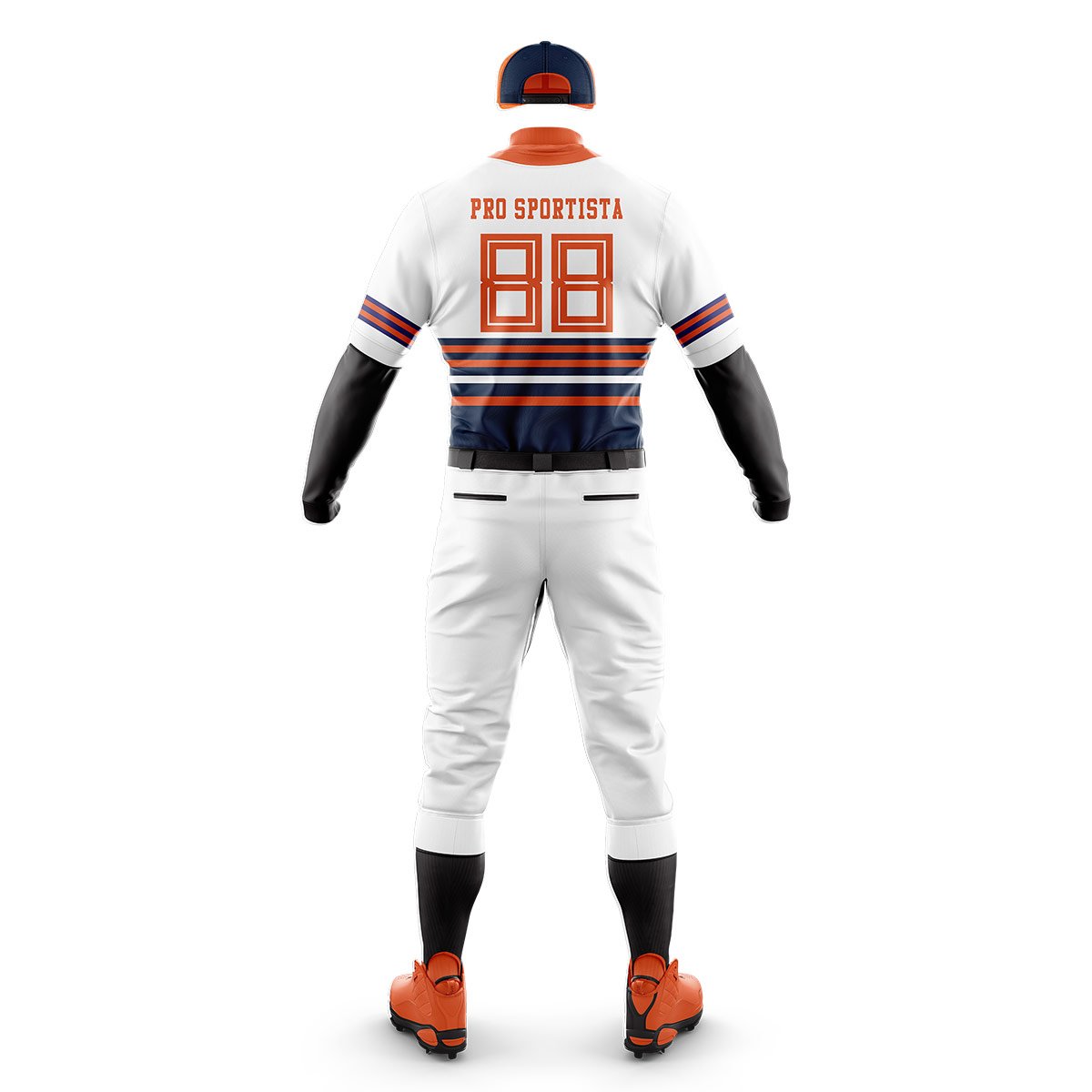 White & Orange Baseball Uniform – Pro Sportista Custom Jersey & Pants - Image 3