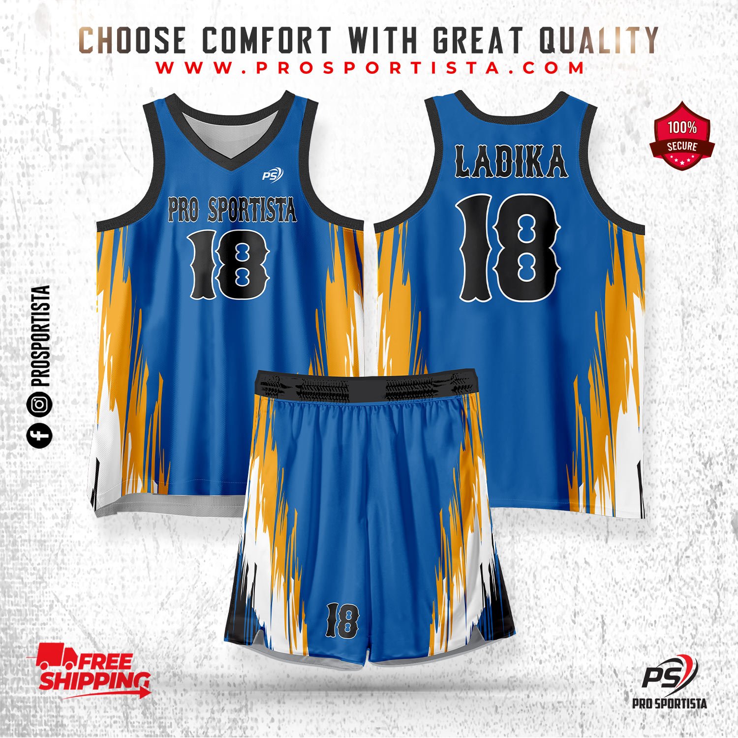 Blue & Yellow Basketball Uniform – Dynamic Skyline Edition - Image 2