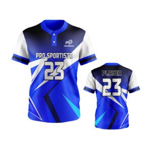 Blue & White Custom Baseball Button Jersey – Pro Sportista