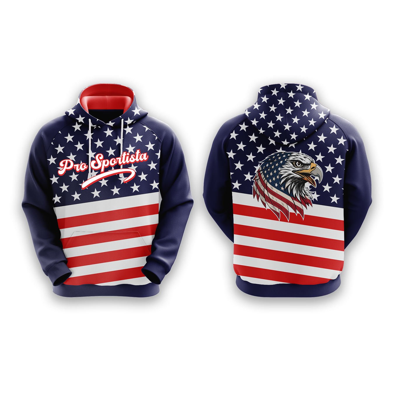 USA Flag Stripes Custom Sublimated Hoodie - Image 3