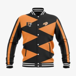Custom Orange & Black “Tiger Saw” Performance Letterman Jacket