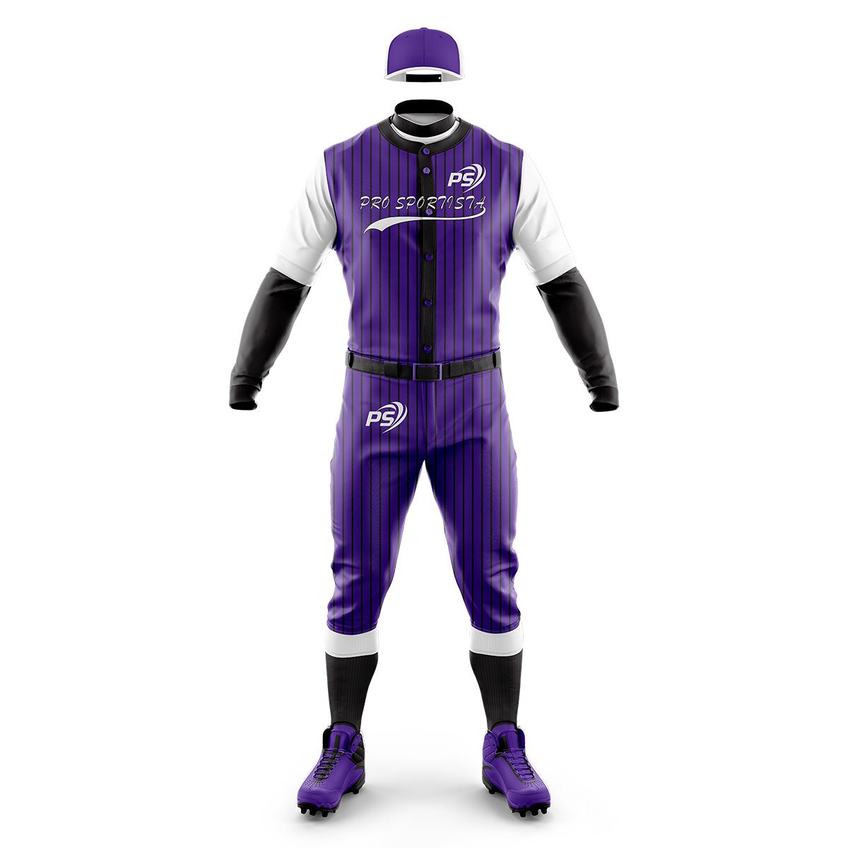 Purple,White & Black Baseball Uniform – Elite Custom Set - Image 2