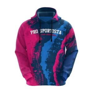 Pink & Blue Splash Pattern Pullover Hoodie