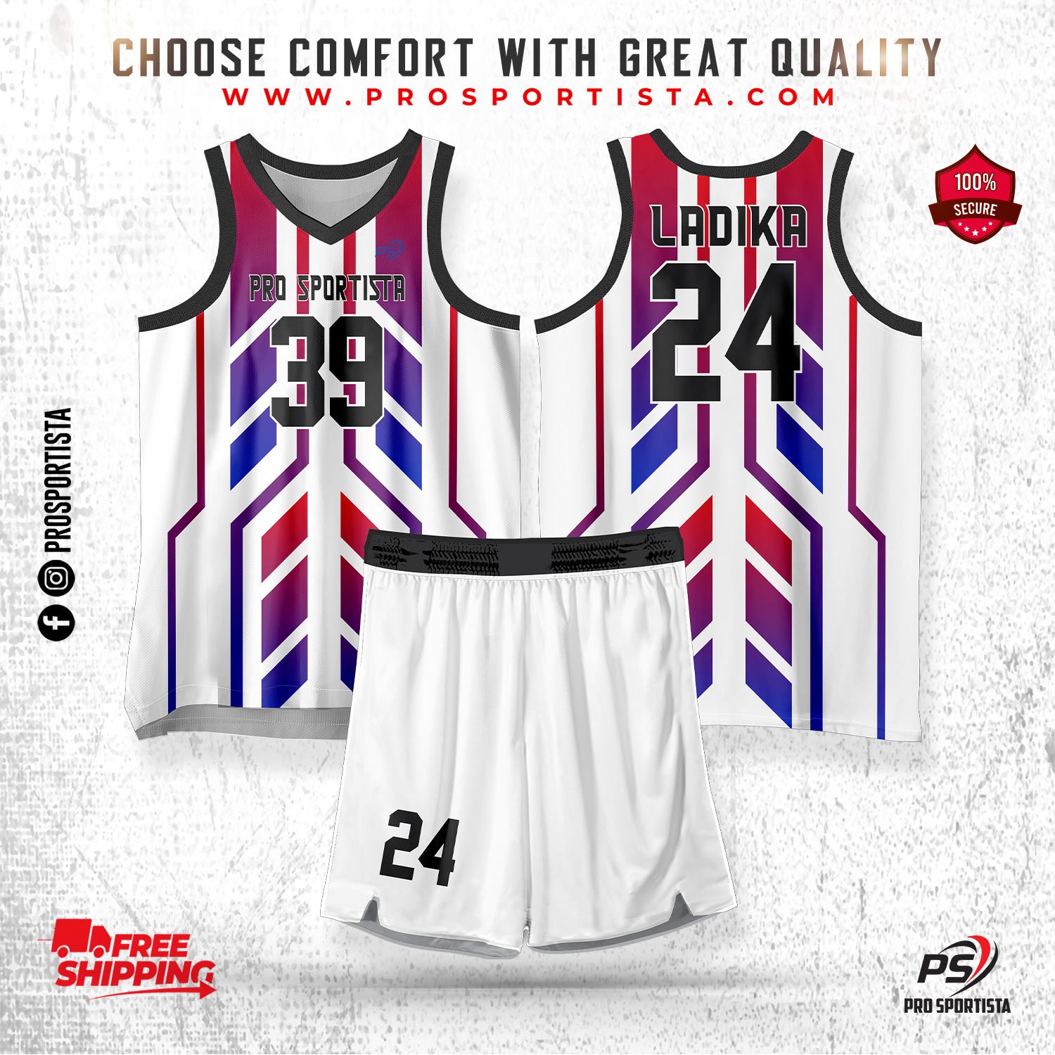 White & Purple Basketball Uniform – Prism Court Edition - Image 2
