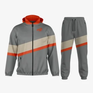 Custom Grey, Beige & Orange Chevron Performance Tracksuit