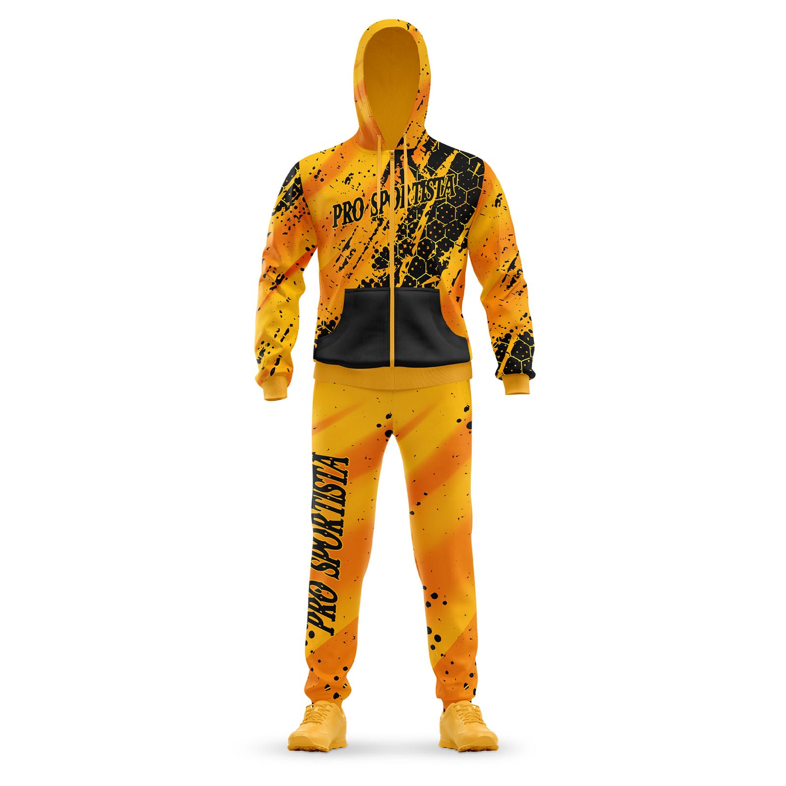 Yellow Camo Hooded Tracksuit – Full Custom Design - Image 2