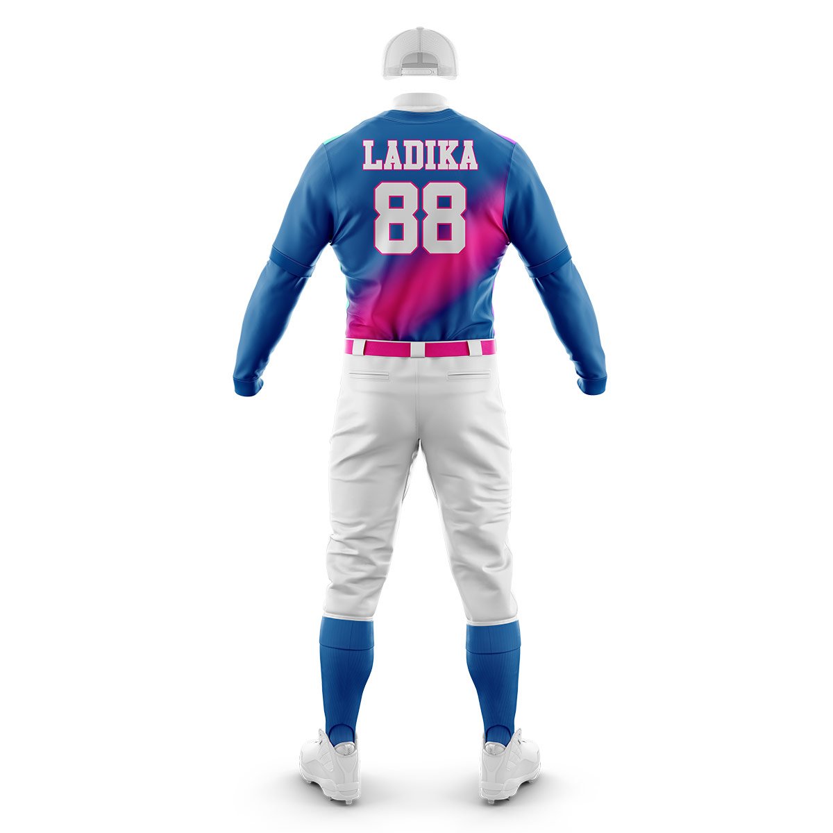 Pink & Blue Gradient Baseball Uniform – Custom Set - Image 3