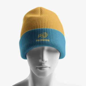 Custom Yellow & Cyan Two-Tone Performance Knit Beanie