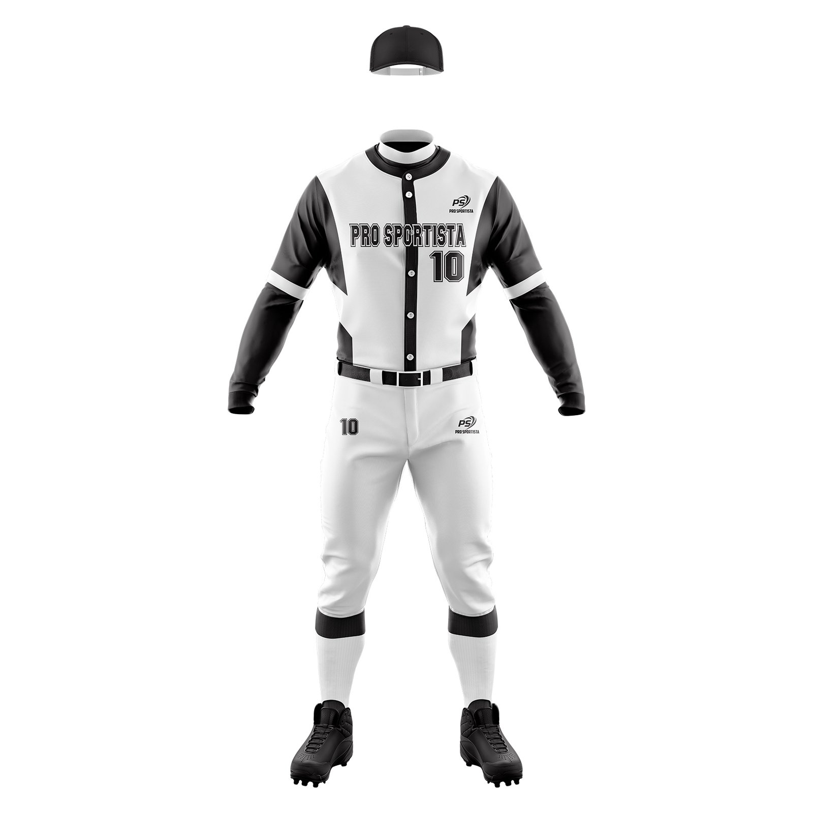 Black & White Baseball Uniform – Pro Sportista Pro Edition - Image 2