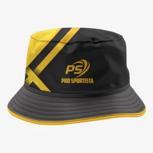 Custom Black & Yellow “Velocity Cross” Performance Bucket Hat