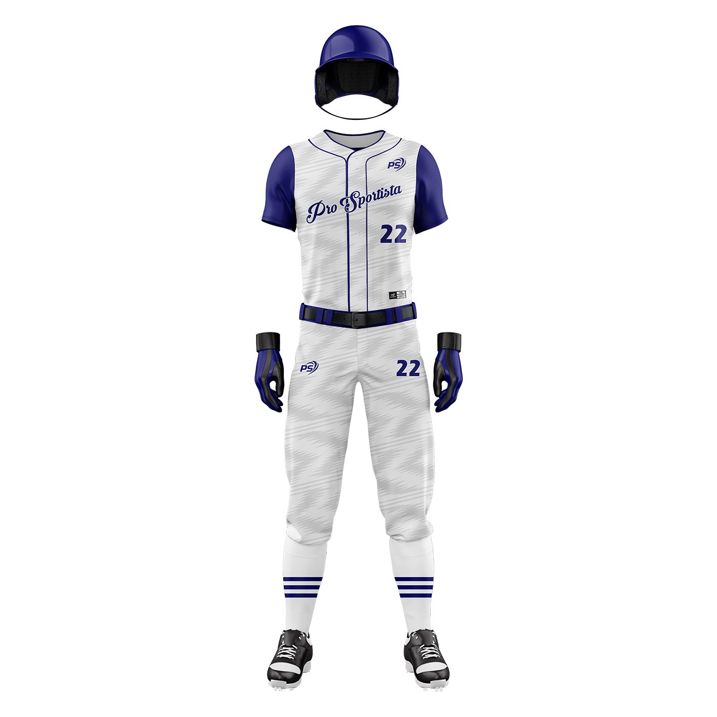 White & Blue Baseball Uniform – Custom Professional Set - Image 2