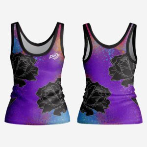 Custom Women’s Purple & Blue “Galaxy Rose” Sublimated Athletic Tank Top